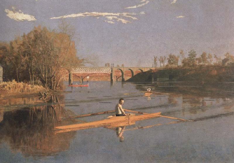 Thomas Eakins max schmitt in a single scull oil painting image